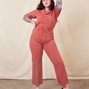 Big Bud Press Short Sleeve Jumpsuit in Clay Red - Small